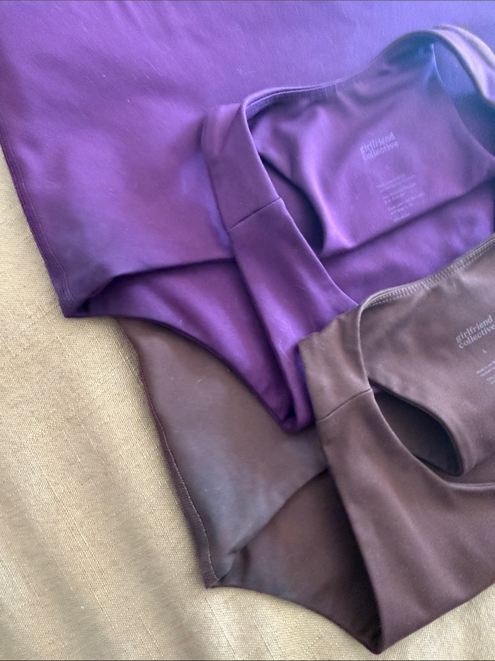girlfriend collective Plum and Brown Dylan Crops - Picture 5 of 5